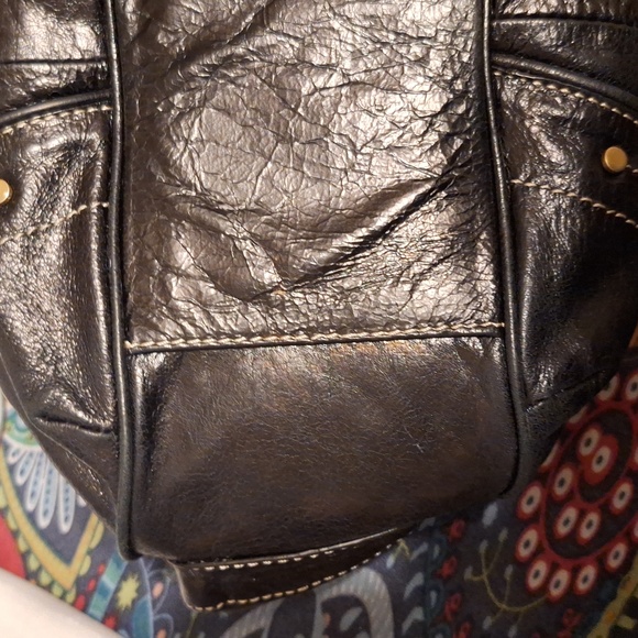 Juicy Couture Vintage Black Leather hobo hand bag EUC 13x8 - Picture 8 of 10